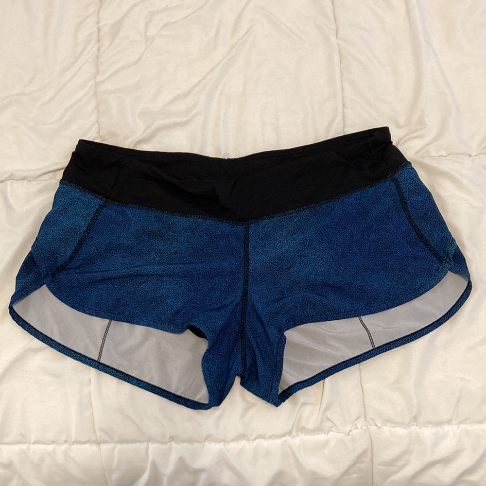Lululemon Speed Short (4-way Stretch) Super Natural Blue Multi / Black Size 10 - Picture 6 of 12